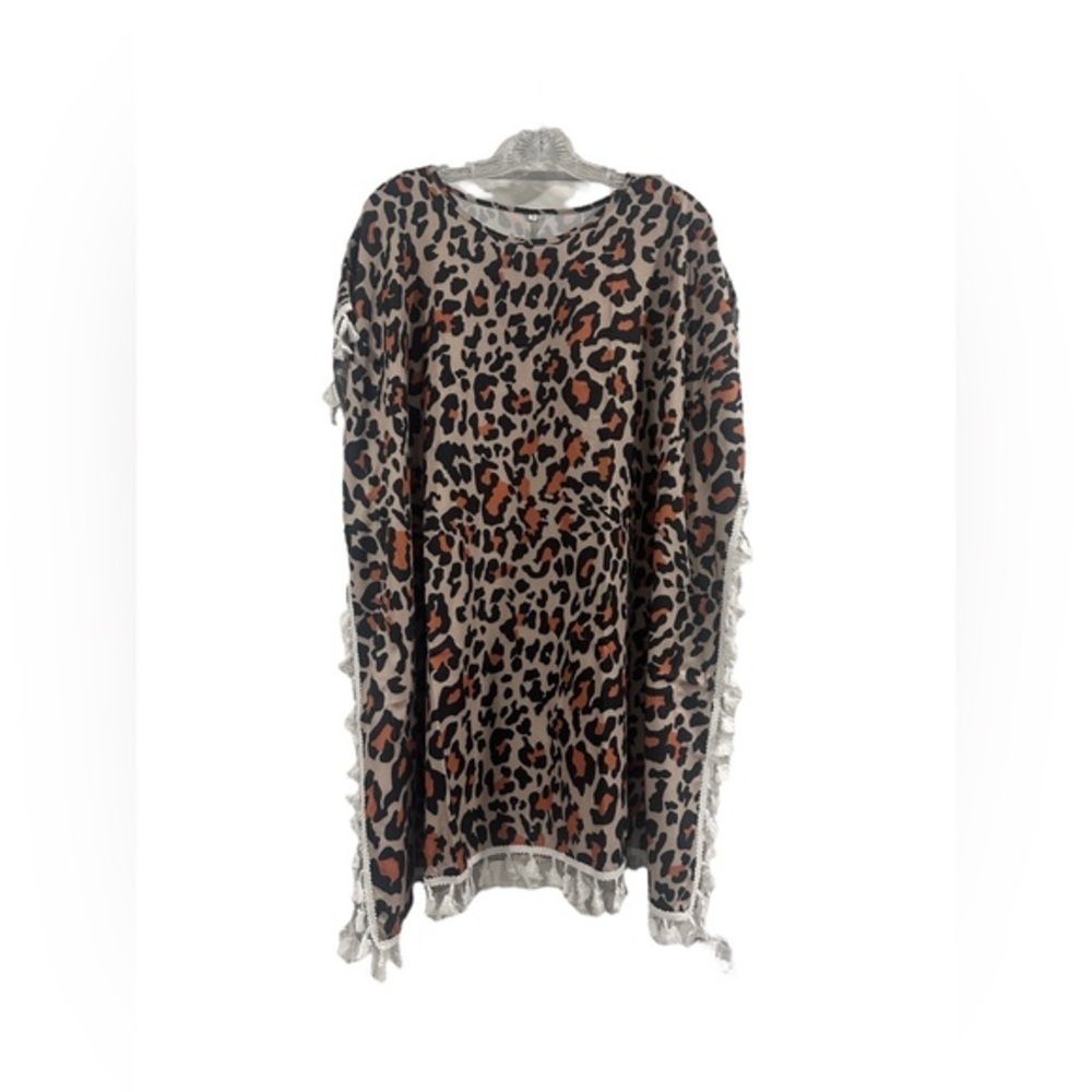 Women’s Coverup Swim Beach Summer Leopard Animal Print Cheetah Fringe Tassel